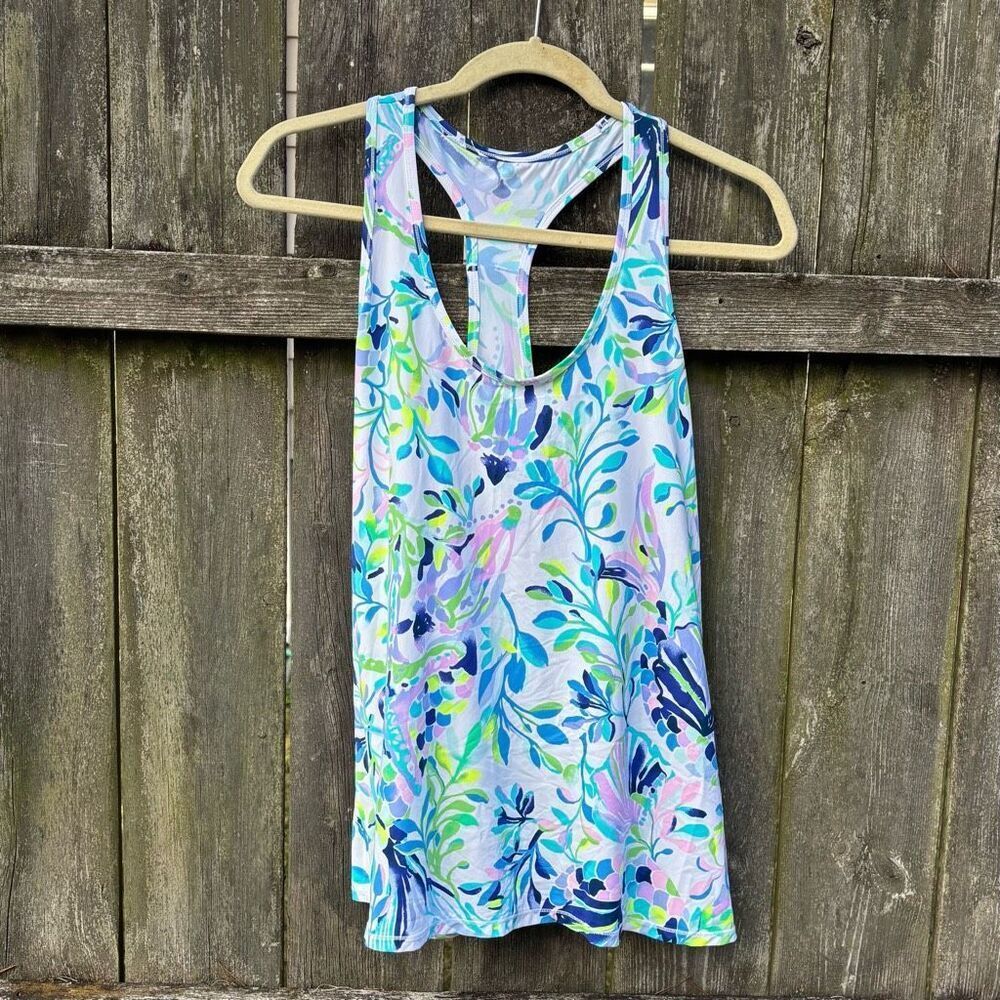 Lilly Pulitzer Luxletic White Shell Beach Tank Medium